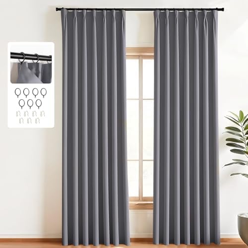 MaKefeile Pinch Pleated Curtains Blackout Two Pages Pinch Pleated