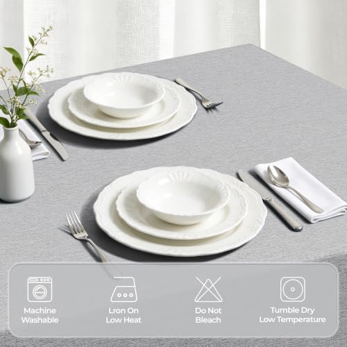 Decorelia Faux Linen Tablecloth for Dining Room, 60 x 120 Inch