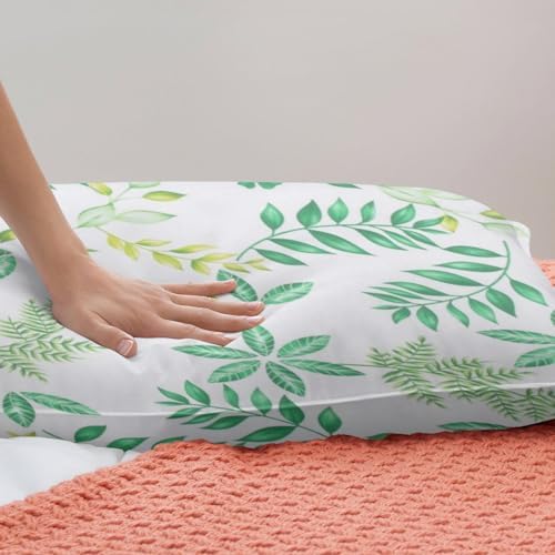 INFLAG Duvet Cover Green Botanical Leaf Printed Reversible, Bedding
