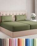Split King Size 5 Piece Sheet Set - Comfy Breathable & Cooling - Sage