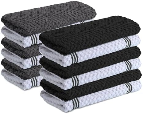Infinitee Xclusives Kitchen Towels Bundle - Pack of 6 Grey + Pack of 6