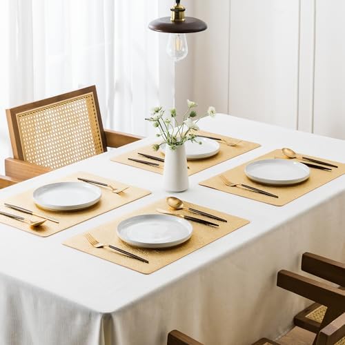 Jovono Faux Leather Placemats Set of 6, Waterproof Washable Table