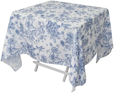 Efavormart Polyester Square Tablecloth 70"x70" White with Blue French