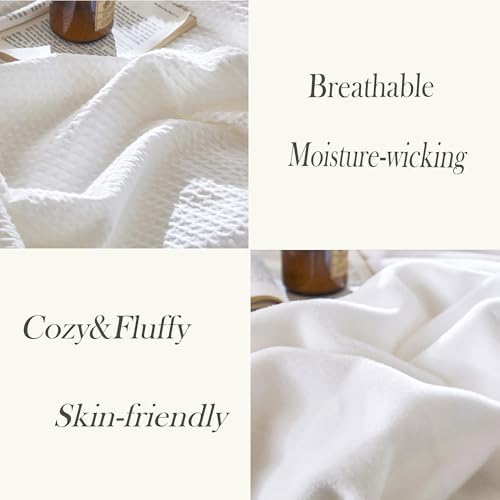 CHUFFED Cotton Waffle Blanket Throw Size - Plush Milk Velvet &