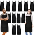 12 Pack Bib Apron,Unisex White Plain Aprons,Aprons Bulk with 2