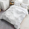 Stereo Lines 3D Bedding Set King Size, Relief Gray Gradient