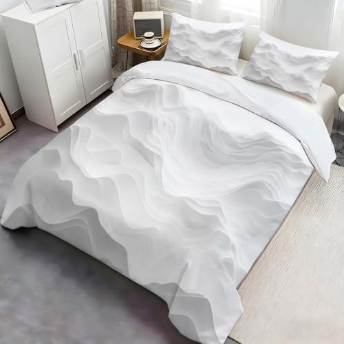 Stereo Lines 3D Bedding Set King Size, Relief Gray Gradient