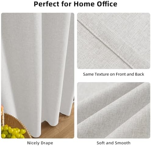 Linen Textured 100% Blackout Curtains - Thermal Insulated & Energy