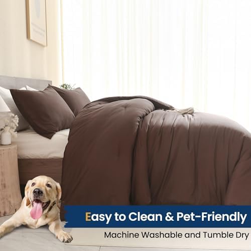 Paxrac Earthy Brown Comforter King Size, Neutral 3 Pieces Comforter