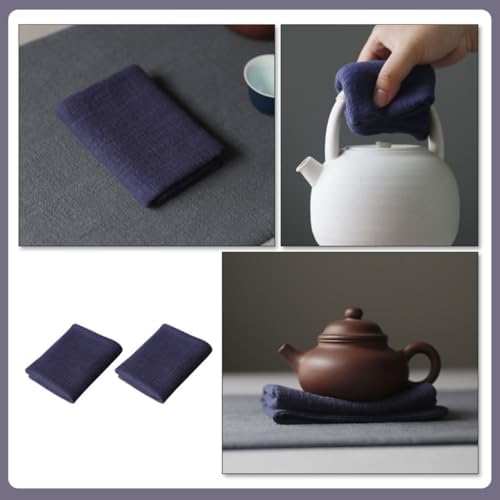 TEHAUX Thickened Kitchen Tea Towels 2pcs Set Blue Cotton-Linen