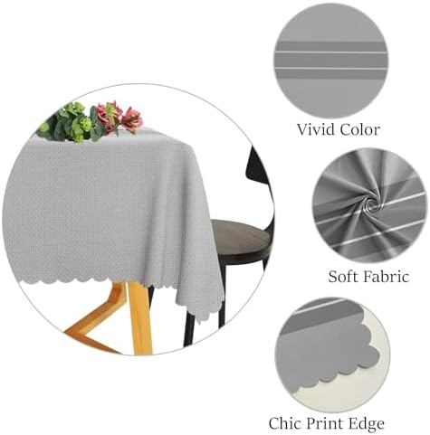 Grey Tablecloth Farmhouse Pure Gray Striped Texture Table Cloth 60x120