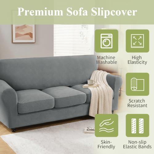 XINEAGE Stretch 4 Piece Couch Cover for Sofa, Sofa Cover for Dog,Light