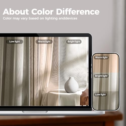 100% Blackout Curtains for Bedroom, Double Layer Ivory 108" L