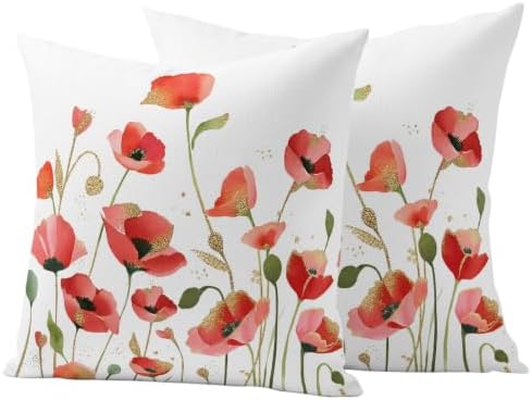 Spring Floral Decorative Throw Pillow Covers 18x18 Inch Set of 2