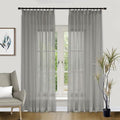 Macochico Sheer Curtains 108 Inches Long Linen Texture Pinch Pleated