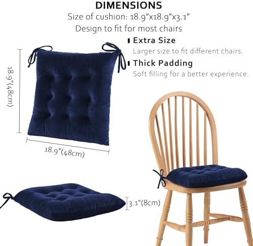 ELFJOY Set of 4 Square Chair Pads Indoor Seat Cushions Pillows with