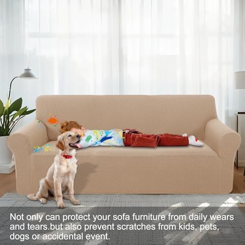 Stretch Couch Covers for Sofa Washable, Large, Camel
