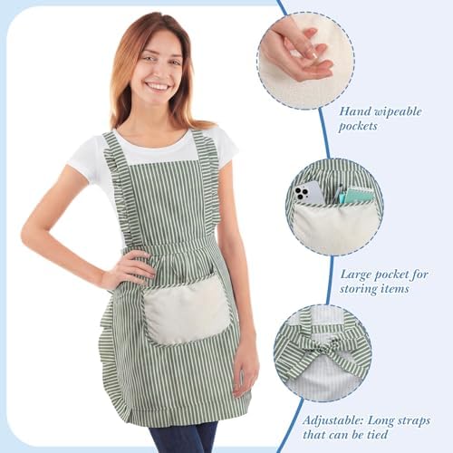 Cooking Aprons for Women with Pockets Adjustable Soft Kitchen Apron