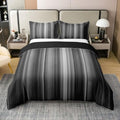 Feelyou Abstract Gray Black Striped Duvet Cover 100% Cotton Soft King