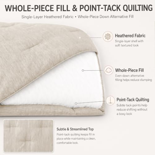 CozyLux Queen Comforter Set, Heathered Beige, 3 Pieces Bedding Sets