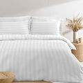 Pizuna Cotton Queen Duvet Cover Set 300 Thread Count Stripe White