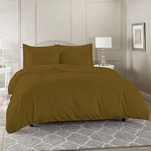 3Pcs Duvet Cover Set Zipper Closer & Corner Ties,100% Egyptian Cotton