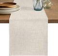 Cream Beige Table Runner 108 Inches Long, Rustic Farmhouse Solid Color