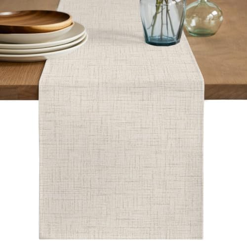 Cream Beige Table Runner 108 Inches Long, Rustic Farmhouse Solid Color