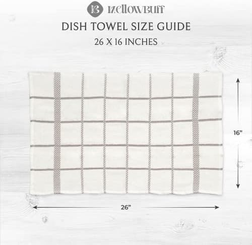 100% Cotton Terry Dish Towels, 4 Pack Checks, 16 x26 Inches, Super