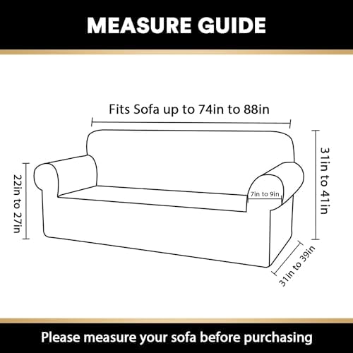 PrinceDeco Stretch Sofa Cover Slipcover Couch Covers for 3 Cushion