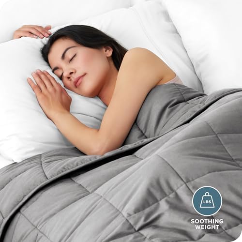 Bare Home Cotton Weighted Blanket (Light Grey, 48"x72" 15lbs)