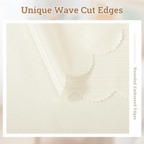 1 Pack 36 Inch Round Beige Tablecloth-Striped Pattern