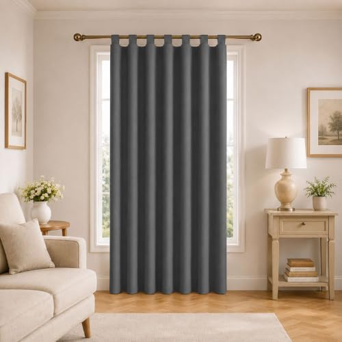 Tab Top Blackout Window Curtain 30W x 120L Inch Dark Grey, 1 Panel
