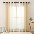 L.Z.E Beige Ombre Sheer Curtains 84 Inches Long for Living Room