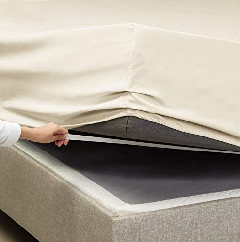 1 Piece Fitted Sheet 100% Long Staple Cotton Beige Cal-King Size Only