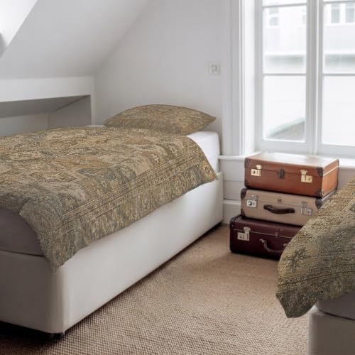Brown Beige Boho Duvet Cover Queen Size,Quilt Cover 90"x90" with