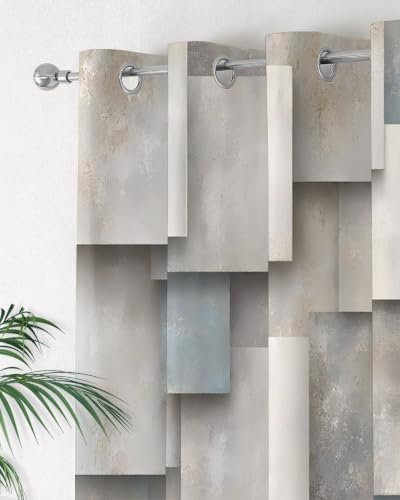 Abstract Block Curtains 63 inches Long for Living Room Bedroom