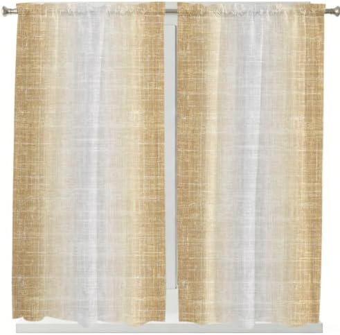 Brown Gray Window Curtains 72 Inch Length, Vintage Ombre Solid Color