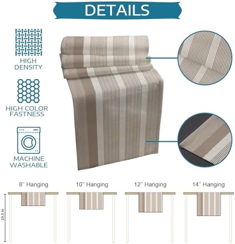 Brown Stripe Table Runner and Placemats for Dining Table,Burlap Coffee