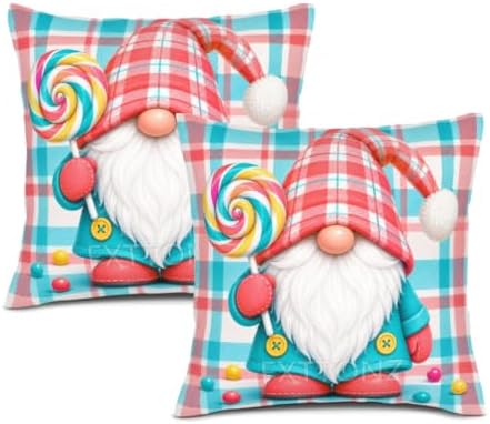 Plaid Decor Pillow Covers 22x22 Inch Set of 2 Linen for Birthday