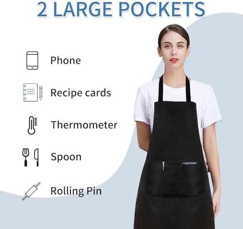 8/12/24 Pack Plain Bib Aprons Bulk, Black Commercial Apron with 2