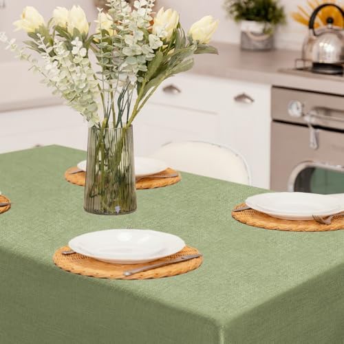 Linen Textured Rectangle Tablecloth, Waterproof & Stain Resistant