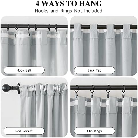 RYB HOME Faux Linen Living Room Curtains, Light Filter Privacy Pinch