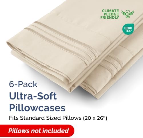 Standard Pillow Cases Set of 6 - Ultra Soft Cozy Pillowcase Covers
