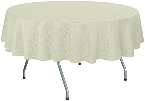 Ultimate Textile 90-Inch Round Damask Tablecloth, Ivory, 3 Pack