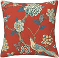 Chinoiserie Pillow Cover Cushion Cover Red Floral Bird Throw Pillow