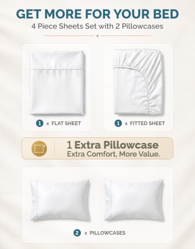 Casa Platino Twin Sheets Set –100% Cotton Twin Sheets with 2