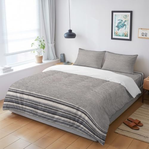 Neutral Light Gray Duvet Cover Set-4 Pieces Cal King Bedding Sets
