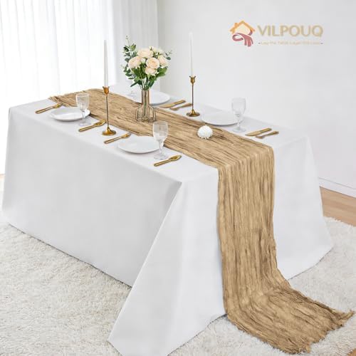 12 Pack Beige Cheesecloth Table Runner 10FT Wedding Party Decor