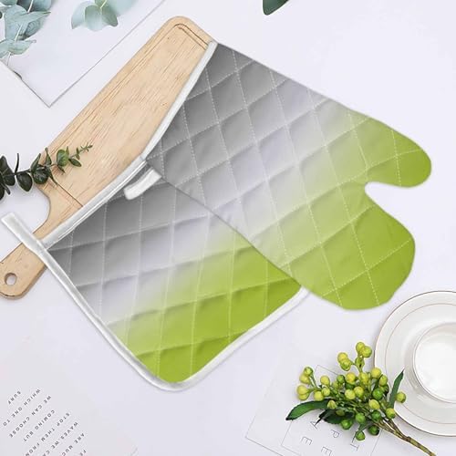 Quilted Cotton Terry Cloth Oven Mitt, Pot Holder Ombre Grass Green